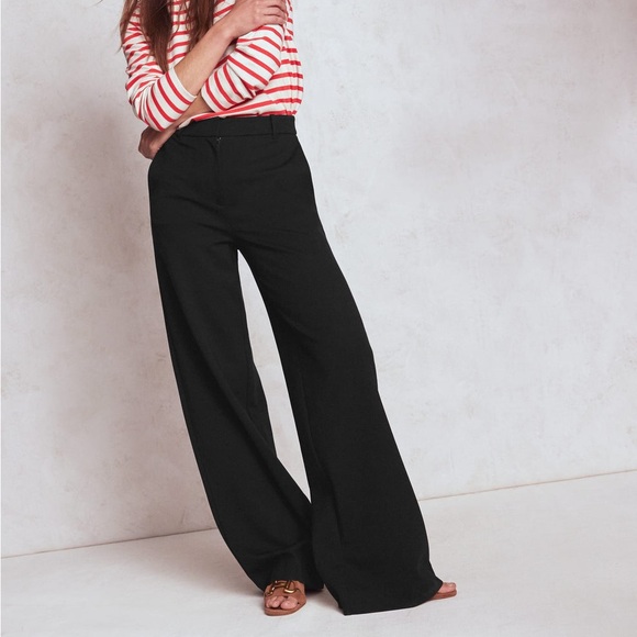 Boden Wide-Leg Ponte Pants in Black | Size 8P - Picture 1 of 15